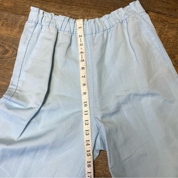 NEW Ann Taylor Pant Womens Medium Blue Linen High Elastic Waist Wide Leg Palazzo - Picture 4 of 9